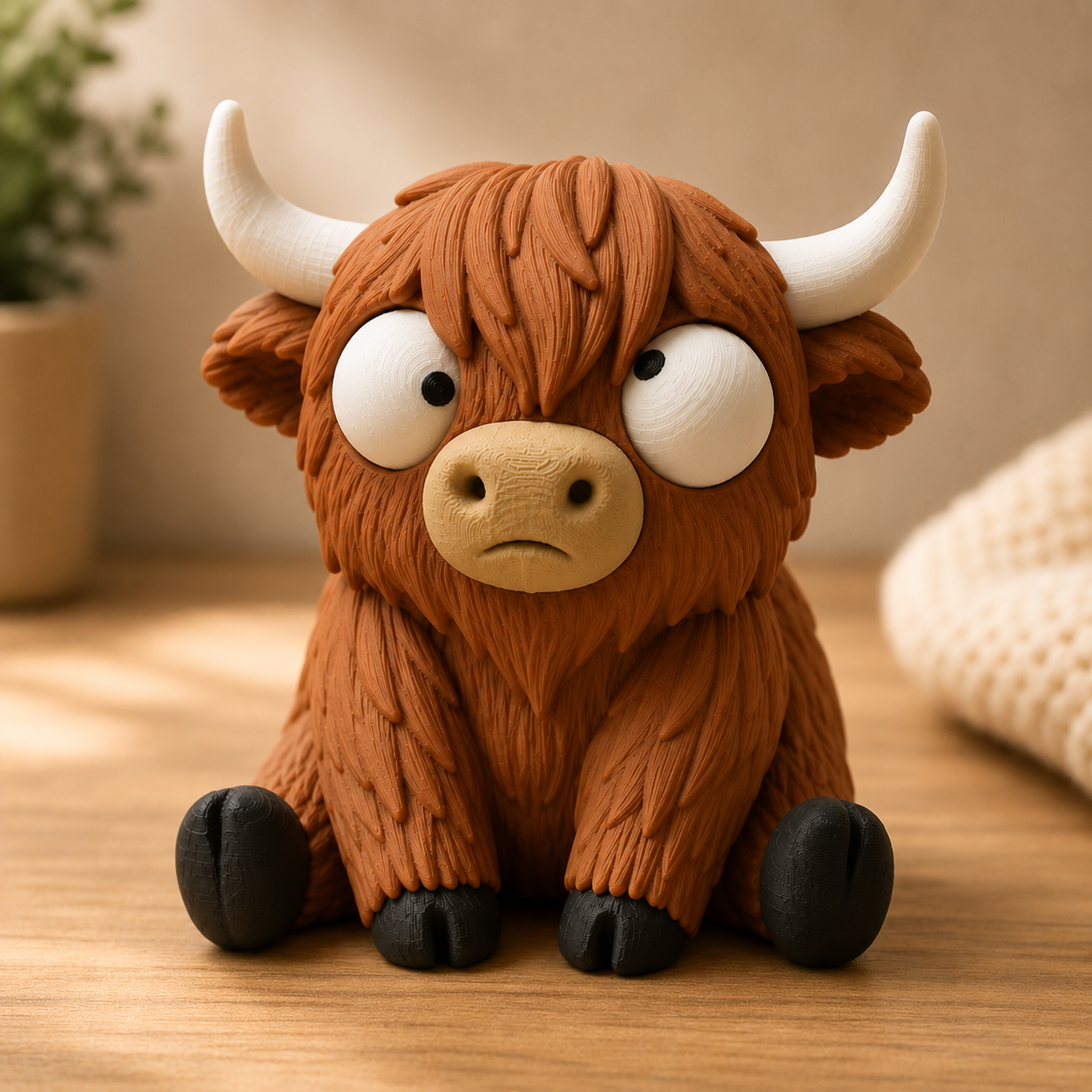 Goofy Highland-Rind | Süße 3D-gedruckte Sammelfigur – VantaVice