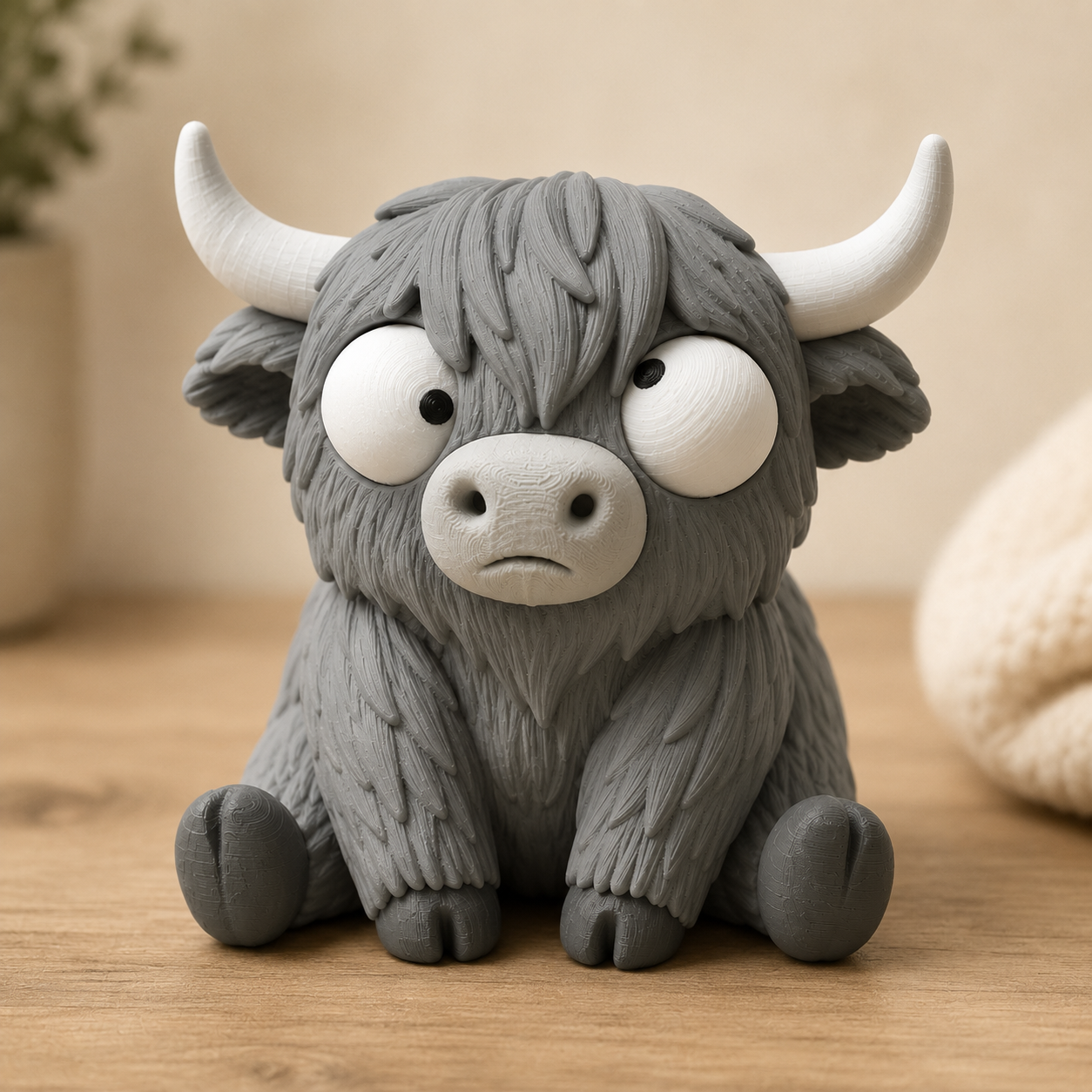 Goofy Highland-Rind | Süße 3D-gedruckte Sammelfigur – VantaVice