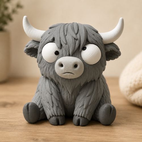 Goofy Highland-Rind | Süße 3D-gedruckte Sammelfigur – VantaVice