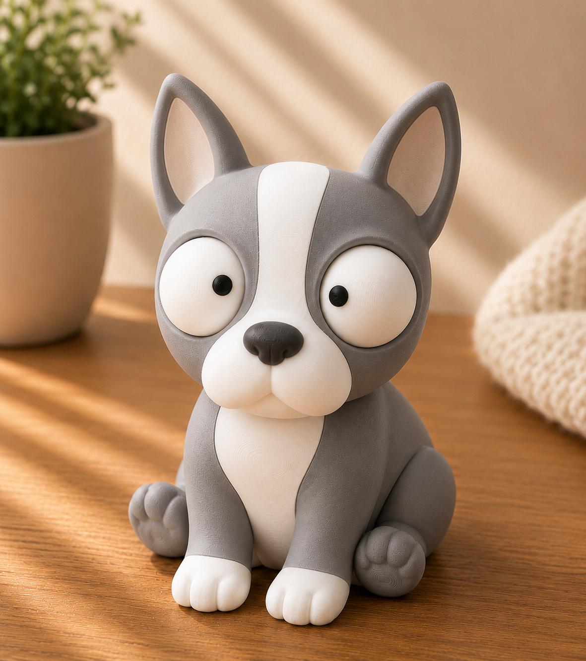 Goofy Boston Terrier | Süße 3D-gedruckte Sammelfigur – VantaVice